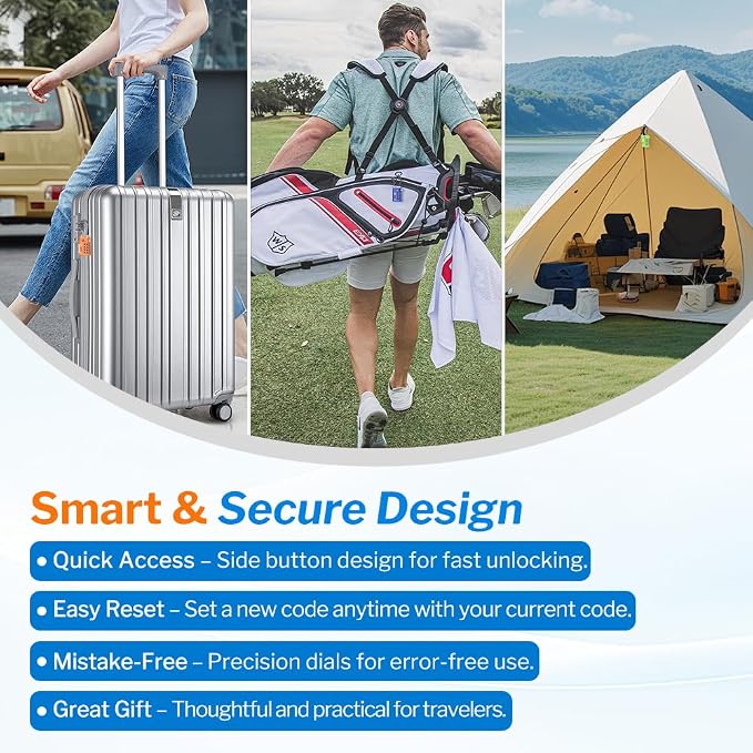 Forge TSA Approved Luggage Locks 4 Digit Combination TSA Travel Locks with TSA008, Open Alert Indicator, Zinc Alloy Body for Luggage, Suitcase, Backpack, and More. Green 2 Locks.