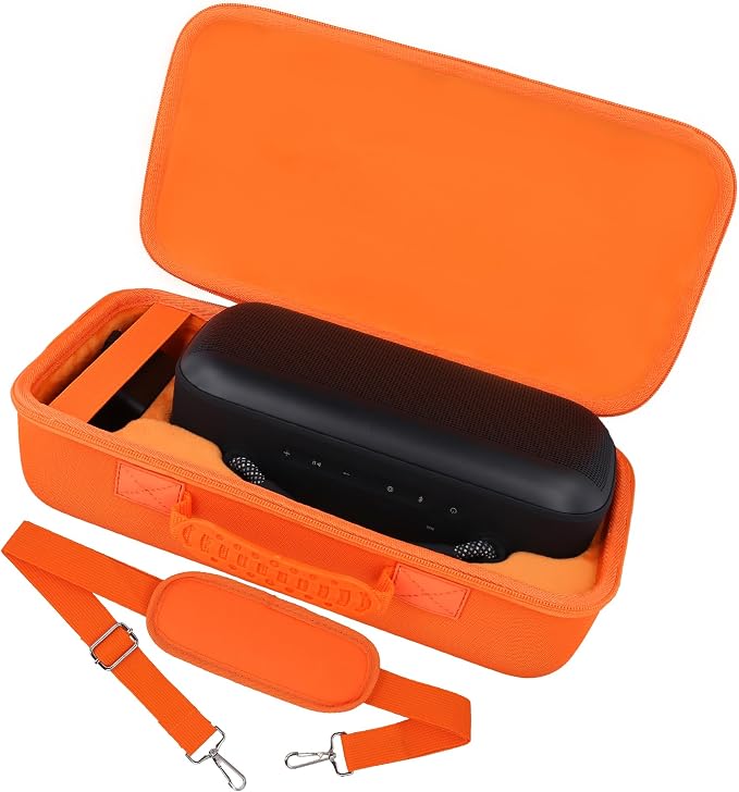 for Bose SoundLink Max Portable Speaker Hard Protective Case, Portable Travel Case Replacement with Shoulder Strap and Handle (Orange Case) - co2CREA