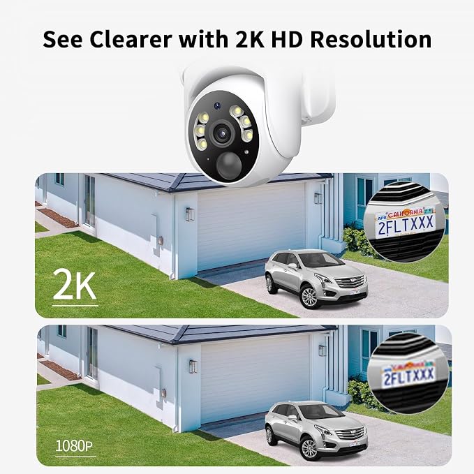 SEHMUA 2K Solar Security Cameras Wireless Outdoor, 4PCS 360° View Pan/Tilt WiFi Security Camera Outside with Color Night Vision （4 Pack）