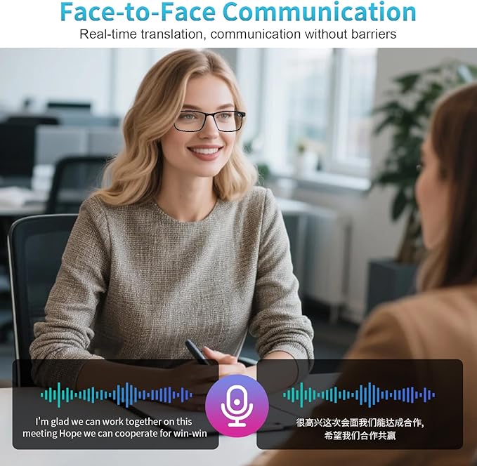 GenXenon AI Smart Glasses, AI Translator Powered by ChatGPT with Real-Time Translation (160+ Languages),AI Noise Cancellation, Removable Temples, Anti-Blue Light Bluetooth Glasses for Men & Women