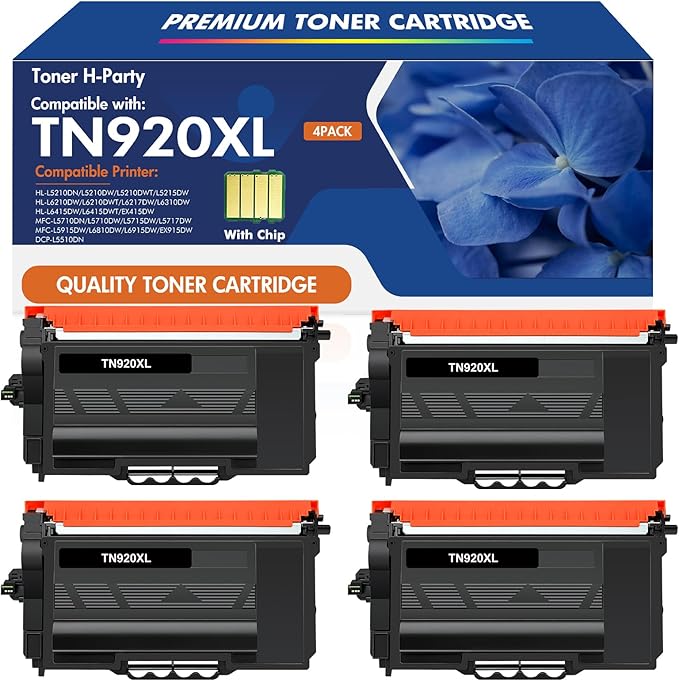 TN920 TN920XL Toner for Brother Printer HL-L6210DW MFC-L5915DW MFC-L5710DW Compatible for TN 920 920XL TN-920XL TN-920 TN920XXL HL-L6210DWT L5210DW L5210DN L5215DW Cartridge Black High Yield 4 Pack