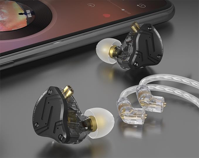 KZ ZS10 Pro X in Ear Monitor Headphone, Upgraded 4BA 1DD KZ Headphone Multi Driver in Ear IEM Earphone with Detachable Silver-Plated 0.75mm 2Pin Cable inears for Audiophile(Dark,No Mic)…