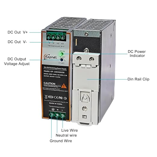 150W 48V Din Rail Mount Power Supply 48V Output AC-DC Industrial Power Adapter 100~240V AC Input Din-Rail Switching Power Supply with Over Load/Temperature Short Circuit Protection