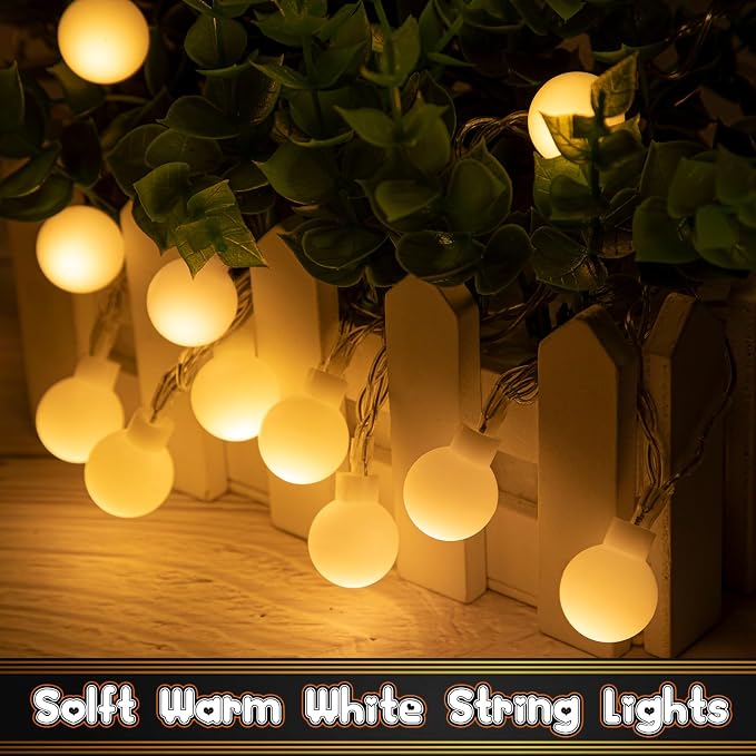 2 Pack 32 Feet Patio Umbrella Lights, 8 Lighting Modes LED String Lights with 64 Pcs Shatterproof Globe, Remote Control Battery & USB Powered, Waterproof Hanging Light Decorate for Patio