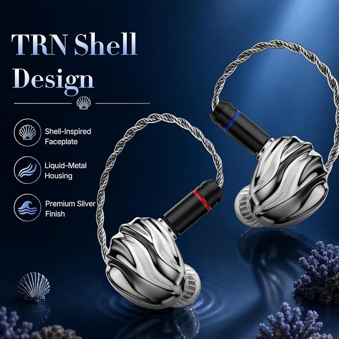 TRN Shell 3DD+1 Planar Hybrid IEM Earphones, HiFi Wired Earbuds | In Ear Monitor, Balanced Sound, Tunable Nozzles, Clear Vocals, for Singers, Musicians and Audiophiles, Detachable 2-pin Cable