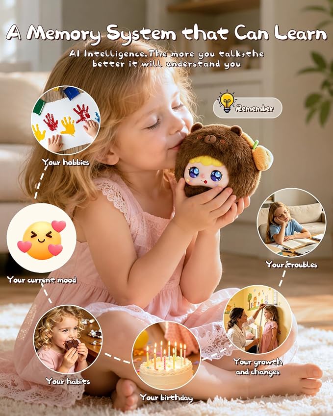 AI Smart Stuffed Animals Kids Toys ChatGPT, Multilingual Companions, Interactive Learning Assistant & Memory Trainer, Emotional Support Plush AI Pet, Voice Conversation, Expressive LED Eyes