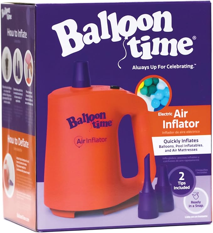 Balloon Time Electric Air Inflator and Deflator - Powerful Portable Electric Air Pump for Balloons, Balloon Arch, Party Decorations, Inflatables, and Air Mattresses