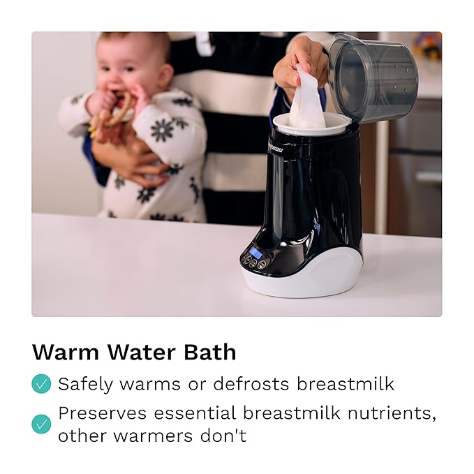 Baby Brezza Fast Baby Bottle Warmer - Baby Milk + Breastmilk Warmer Defroster – 2 Unique Temperatures for Breastmilk + Formula - Universal Fit for All Bottles, Bags + Jars
