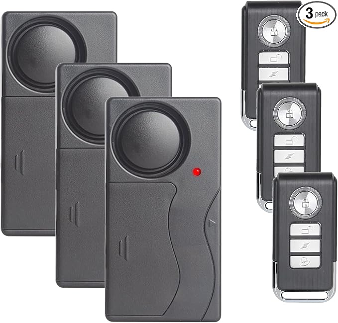 Mengshen Anti-Theft Vibration Alarm Motion Sensor Alarm 110dB Loud 3 Pack | Sensitivity Adjustable, For Door Window Bike Motorcycle Motor Home