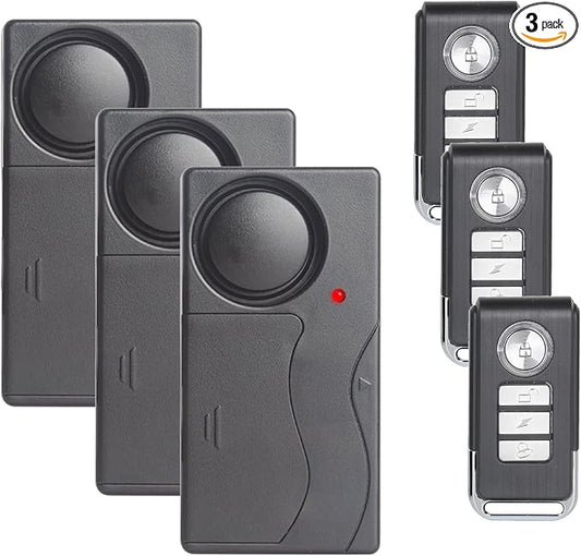 Mengshen Anti-Theft Vibration Alarm Motion Sensor Alarm 110dB Loud 3 Pack | Sensitivity Adjustable, For Door Window Bike Motorcycle Motor Home