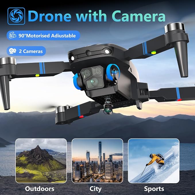 Drone with Camera for Adults LCD Screen FPV Live Video, Professional Brushless Motor 270° Obstacle Avoidance 3D Flips, Foldable RC Mini Quadcopter for Beginners Support 32G SD Card Max Under 250G Gift