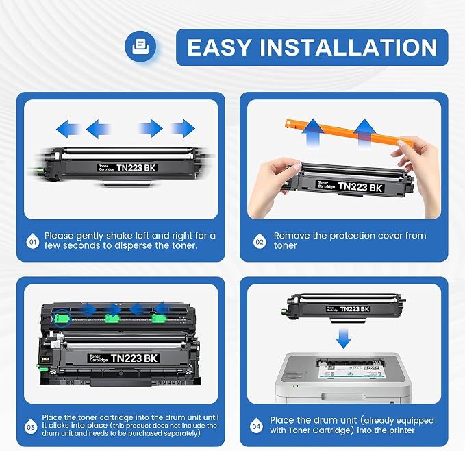 TN223BK TN-223BK Compatible TN223 TN-223 Black Toner Cartridge Replacement for Brother TN-223 TN223BK MFC-L3750CDW MFC-L3770CDW Toner, TN223 2PK