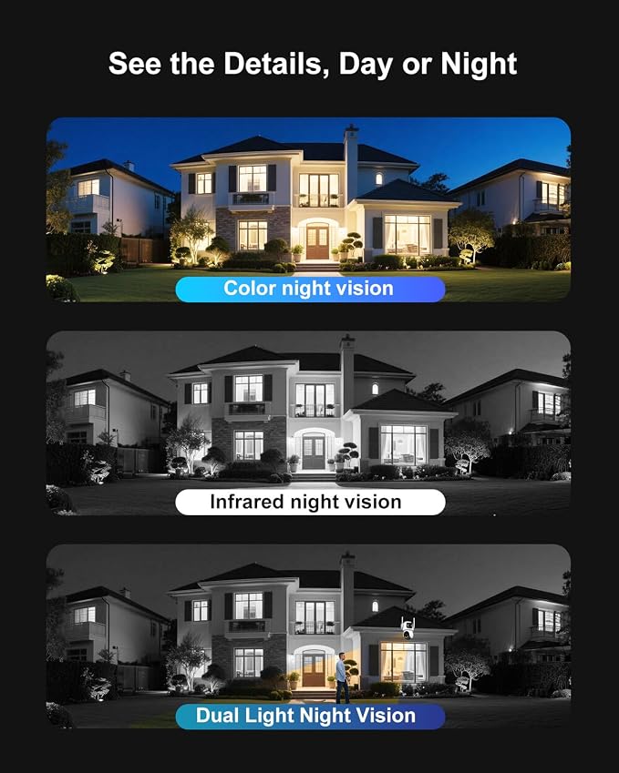 AOV 8MP Dual-Lens Solar Security Camera Wireless Outdoor，24/7 Recording, 360° PTZ，Human Detection &Auto Tracking, 9W Solar Panel & 10000mAh Battery, WiFi 6, 2-Way Audio, Night Vision for Home Security