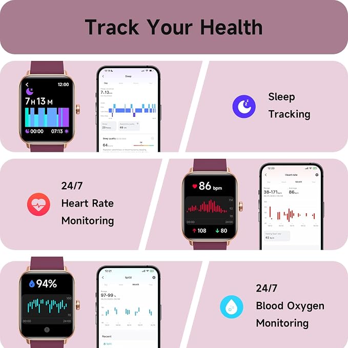 aeac Smart Watches for Women Answer/Make Calls, AI Alexa Built-in, 1.8" Touch Screen Fitness Watch with Android & iPhone, IP68 Waterproof Heart Rate/Sleep/SpO2 Monitor, Pedometer, 120+ Sport Mode