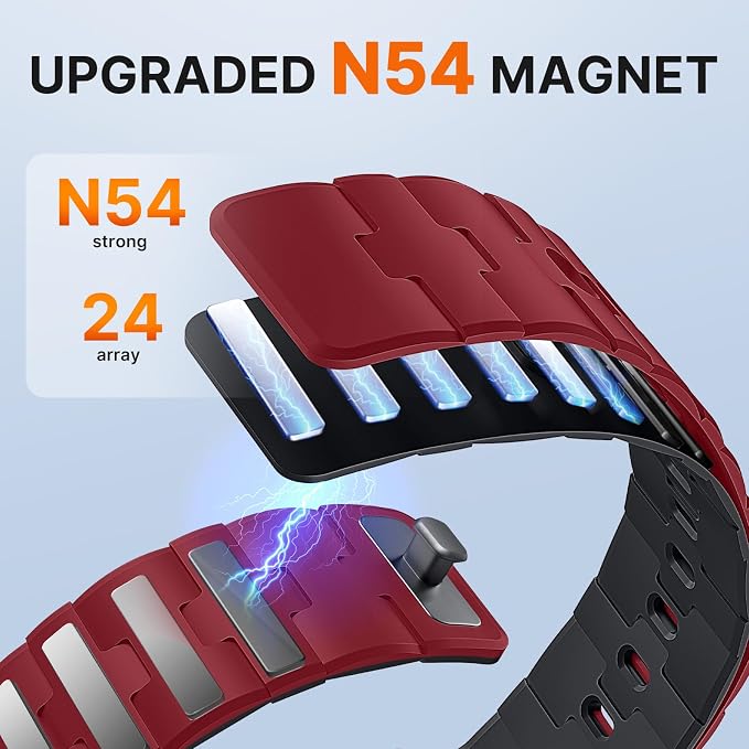 Bandletic Magnetic Silicone Bands Compatible with Google Pixel Watch 4/3 45mm Band for Women and Men, Rugged Soft Sport Strap Replacement Wristband