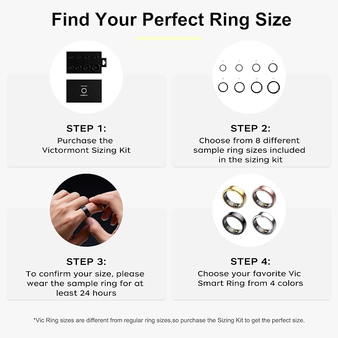 Sizing Kit for Smart Ring - Size Before You Buy - Sizes 6 to 13 - Choose from 8 Sizes - Find The Comfortable Ring Size