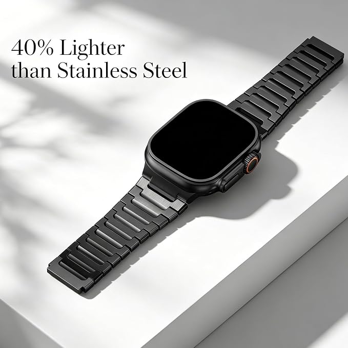 Titanium Apple Watch Band for Men Compatible with Apple Watch Ultra 3/2/1 49mm,iWatch Series 11/10/9/8/7/6/5/4/SE/3/2/1 (46/45/44/42mm),Lightweight Waterproof and Scratch Resistant Metal Strap