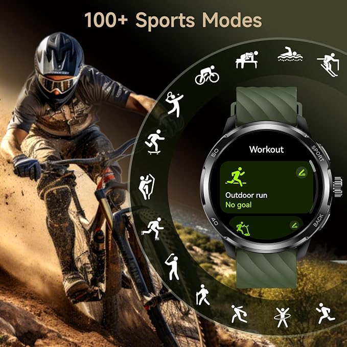 Ulefone Armor Watch Pro Military Smart Watches for Men, 1.50" AMOLED Corning Screen, 5ATM Waterproof MIL-STD-810H, 100+ Sports Modes/GPS/AI/Heart Rate/Sleep/SpO2 Monitor, Men's Fitness Tracker Watch