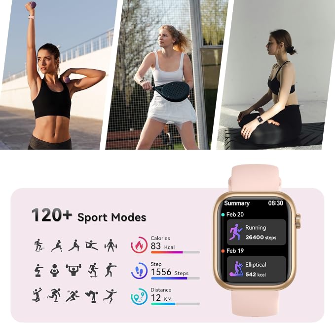 Smart Watch for Men Women(Answer/Make Call), 1.83" Fitness Watch with Heart Rate/Blood Pressure/Blood Oxygen, Pedometer, Sleep Tracker,120+ Sport Modes, IP68 Waterproof Fitness Tracker for Android iOS
