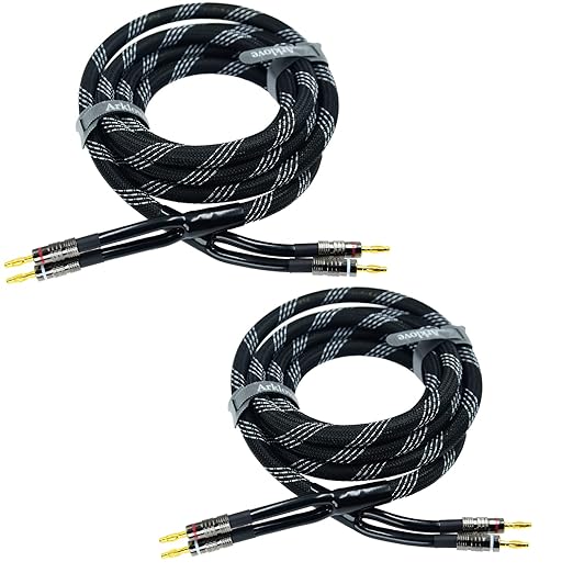 Arklove 2pack 6ft feet 12awg Premium Heavy Duty Braided Wire Dual Banana to Banana Gold Plated Plug Speaker Cable OFC Oxygen-Free Copper