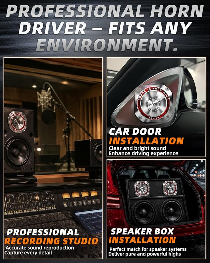 4 Inch Super Tweeters for Car Audio, 1200W MAX 4 Ohm Bullet Tweeter Speakers Pair, 107dB Titanium Compression Drivers with 1.5 Inch Voice Coil for Door Panels Speaker Boxes