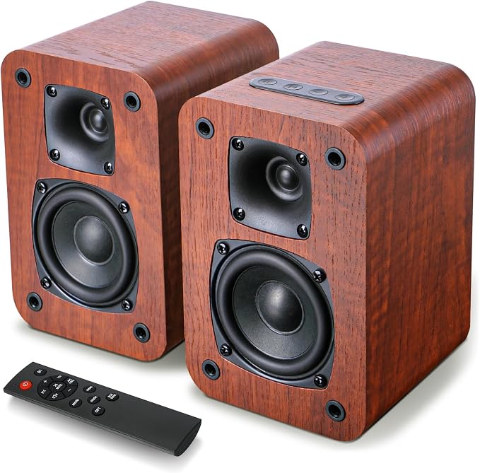 Saiyin Bluetooth Bookshelf Speakers for Record Player,Active Speakers with 3 Inch Woofer, Powered Speakers with Optical/AUX/TV-ARC Input for Turntable, PC and TV