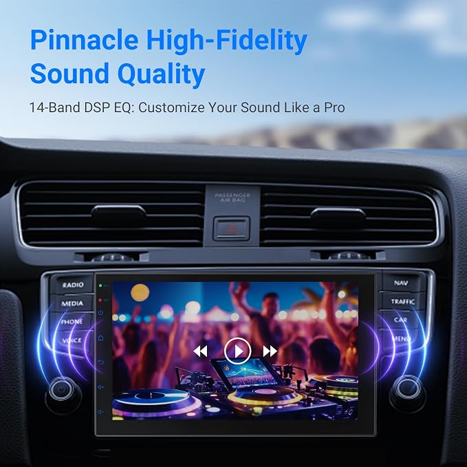 Haudio 7 Inch Double DIN Car Stereo, Wireless Apple CarPlay & Android Auto, Android 13 Touchscreen Car Radio with GPS Navigation, 2GB+32GB, Steering Wheel Control, No Backup Camera