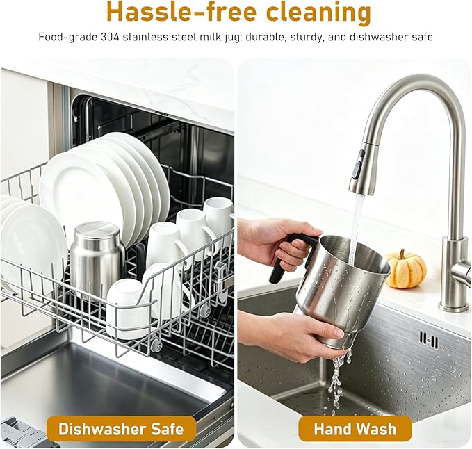 Detachable Milk Frother and Steamer, Dishwasher Safe Stainless Steel Milk Jug, 4-in-1 Electric Automatic Hot/Cold Foam Maker & Hot Chocolate Machine, 11.8oz/350ml, Perfect for Latte, Cappuccino