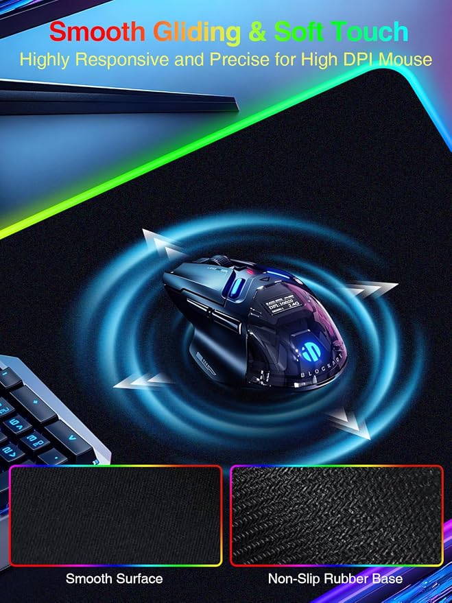 RGB Gaming Mouse Pad with Magnetic Wireless Charging & Phone Stand, 31.5"x15.8" Large, 25 Light Effects, Non-Slip Base, Waterproof Ultra-Smooth Surface, No Adapter