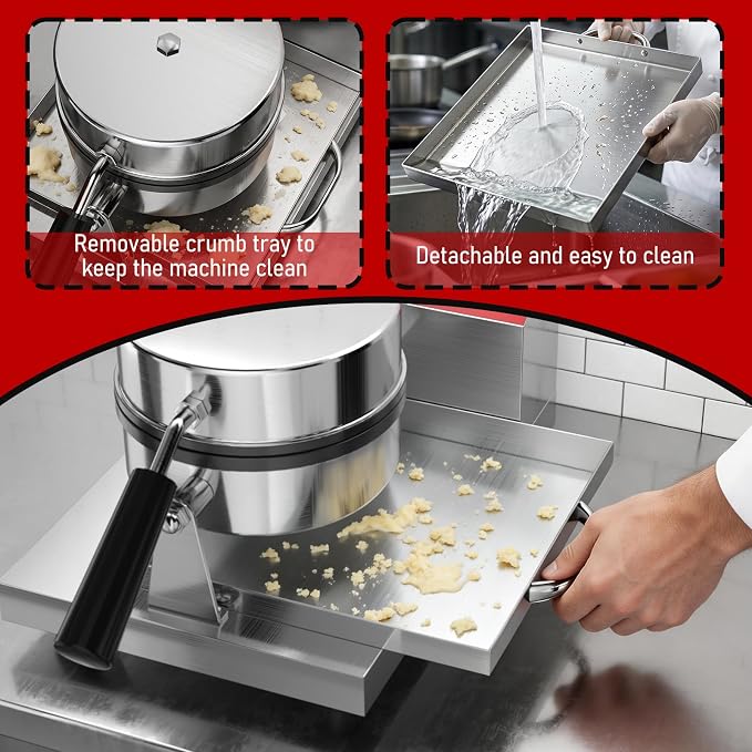 CROSSON Commercial Waffle Maker,Professional Round Belgian Waffle Maker Non-Stick Plate Machine with Temp and Time Control for Home Kitchen,Restaurant Bakeries Kitchen 120V/1300W