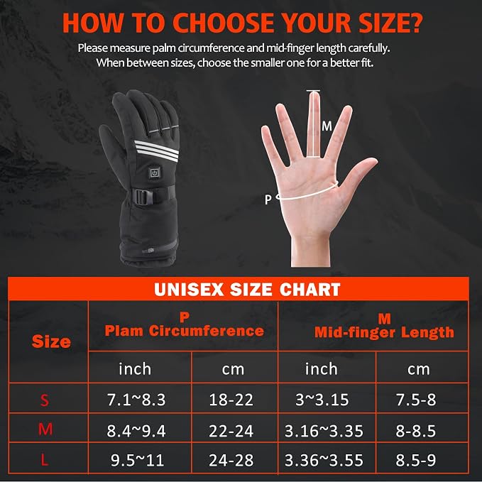 Heated Gloves for Men Women, Rechargeable Heated Gloves with 4 Temperature Modes, 7.4V 5000mAh Battery Waterproof Camping Hand Warmers for Motorcycle Skiing Hiking