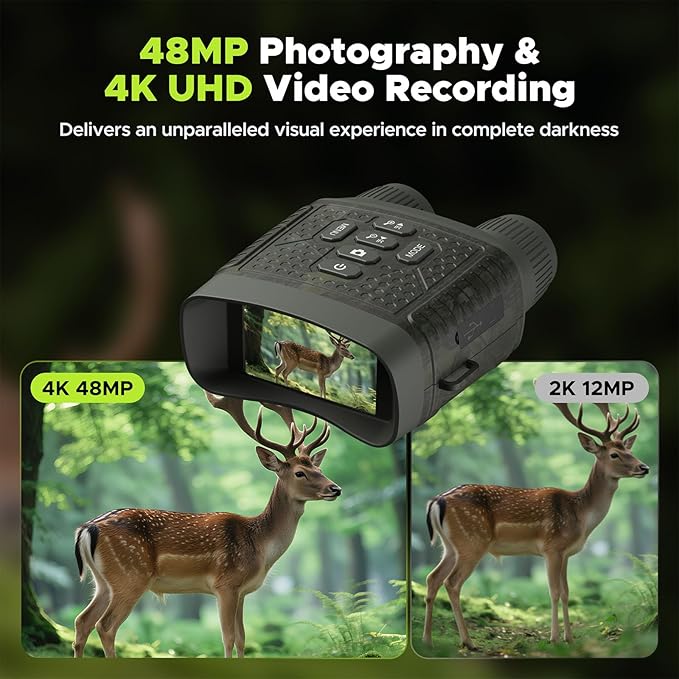 Night Vision Goggles, 4K Night Vision Binoculars, Infrared Digital Night Vision with 3'' HD Screen & 10X Digital Zoom, 5000mAh Battery and 32GB TF Card, Tech Gadgets Telescope for Camping