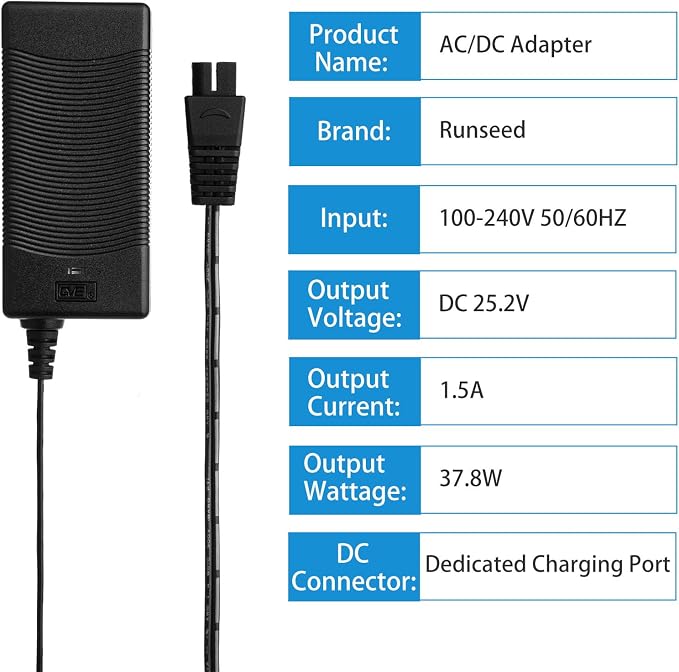 25.2V 1.5A Charger GC42-252150-1A AC Adapter for WYBOT C1 Cordless Robotic Pool Cleaner Vacuum