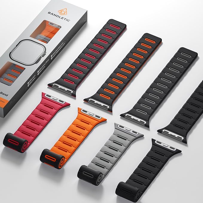 Bandletic Magnetic Reversible Magnetic Sport Bands Compatible with Apple Watch Band 38mm/40mm/41mm/42mm(Series 11 10) Men, Double Sided Wearable Strap for iWatch bands Series 9 8 7 6 5 4 SE3 SE2 3 2 1