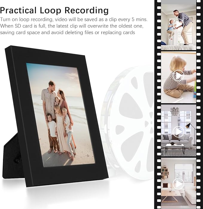 HD 1080P Hidden Spy Security Camera Picture Frame, No WiFi Needed Indoor Security Camera, Battery Powered Indoor Hidden Spy Camera for Home with Loop Recording, Motion Detection (Doesn't Record Sound)
