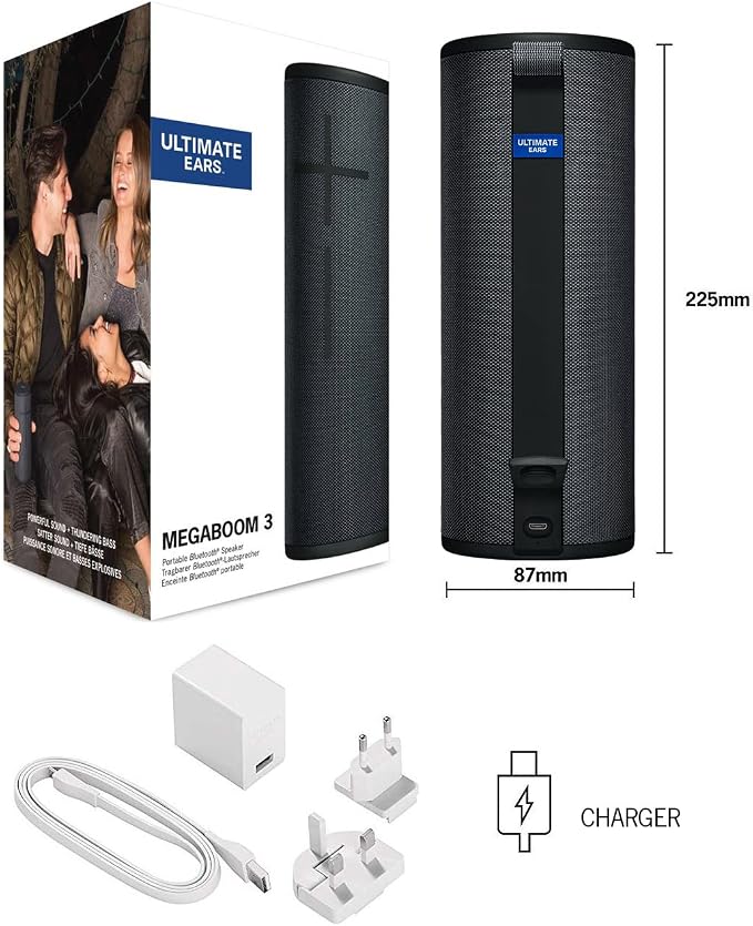 Ultimate Ears MEGABOOM 3 Portable Bluetooth Wireless Speaker (Waterproof) Night Black (Renewed)