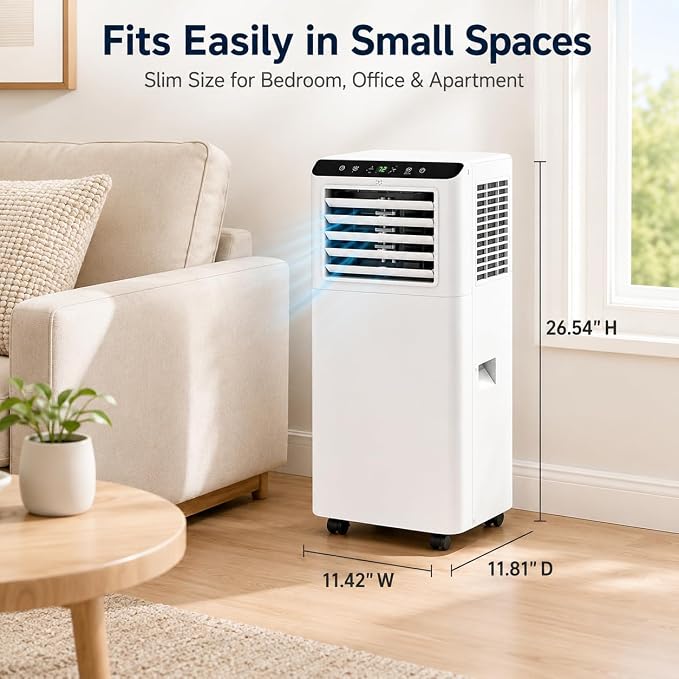 8000 BTU Portable Air Conditioners Cools Up to 350 Sq.Ft, 3 in 1 Portable AC with Remote, 24H Timer, Sleep Mode, Window Kit