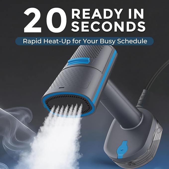 Hausmeister Steamflex Vacuum Steamer for Clothes, 3500Pa Auto-Grip Suction Portable Garment Steamer - 1200W Foldable Travel Steam Iron | 230ml Tank, 20s Fast Heat & Dual-Use Fabric Wrinkle Remover