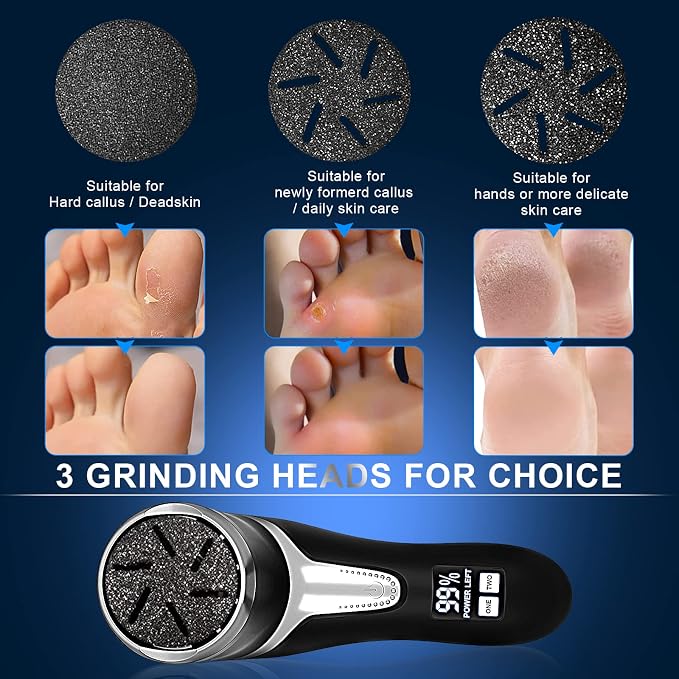 Hoxida Electric Callus Remover for Feet with Vacuum and 11 Rollers Bundle,Professional Pedicure Tools Kit Foot File Callus Remover, Rechargeable Waterproof Foot File for Foot Care kit Deadskin Remover