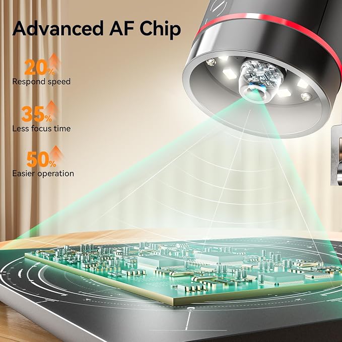 Elikliv Autofocus Digital Coin Microscope: HDMI Soldering Microscope for Adults EM3K-AF, 3K Coin Magnifier for Full View, 7" IPS Microscope with Screen, HDMI/USB Output, 10" Stand, Dual Light, 16GB