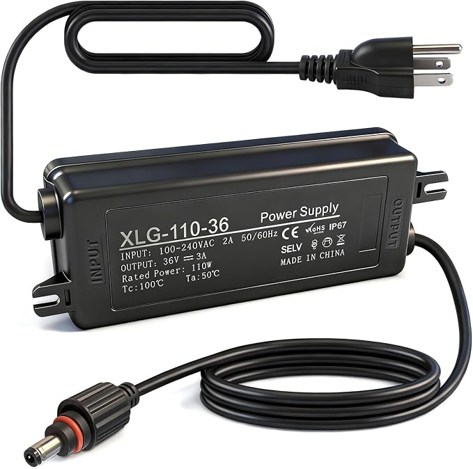 for Govee Permanent Outdoor Light 36V 3A Waterproof Power Adapter Charger Compatible with Govee H706A/H706B/H706C Replacement Power Supply Cord(Black)