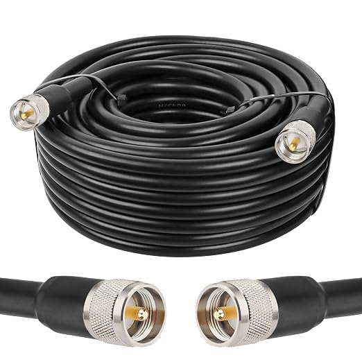 MOOKEERF 50ft KMR400 PL259 Male to Male Coaxial Cable - Low Loss UHF Cable for HAM Radio, VHF Radio, SWR Meter, Antenna Analyzer