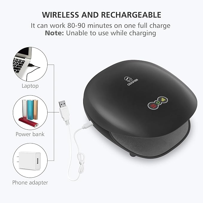 COMFIER Wireless Hand Massager with Heat -3 Levels Compression & Heating,Rechargeable Hand Massager Machine for Carpal Tunnel,【2026】Fathers Day Gift for Men(Black)