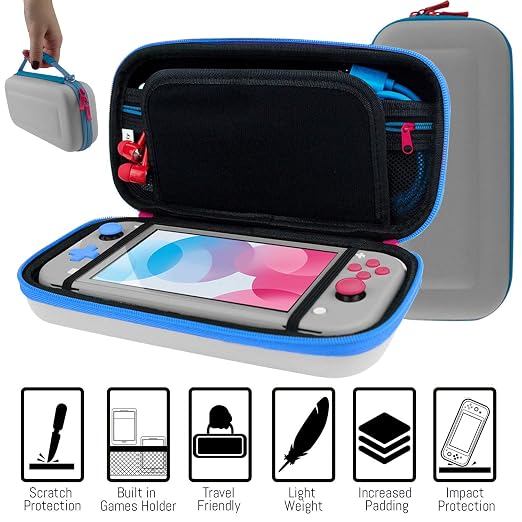 Orzly Switch Lite Accessories Bundle - Case & Screen Protector for Nintendo Switch Lite Console, USB Cable, Games Holder, Grip Case, Headphones, Thumb-Grip Pack & More (Gift Pack - Z&Z Edition)
