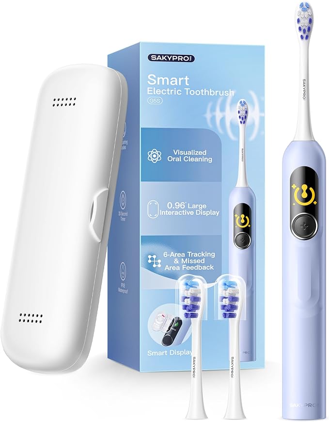 SAKYPRORAL G5S Electric Toothbrush (Blue) + Ultra White Toothpaste