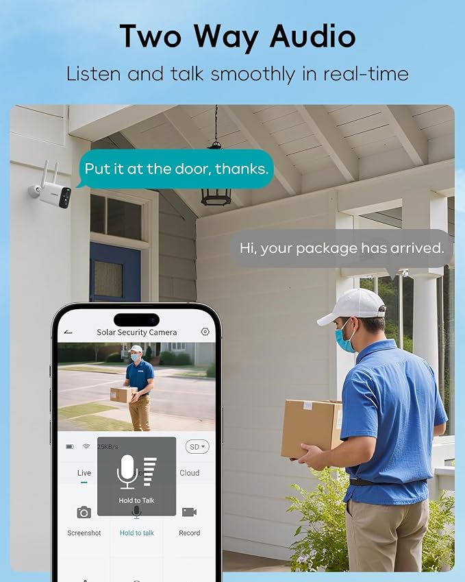 ZUMIMALL Solar Security Cameras Wireless Outdoor, 2K Camera for Home Security with 3MP Color Night Vision, 2.4GHz WiFi, 2-Way Talk, Spotlight & Siren, IP66 Weatherproof, Compatible with Alexa