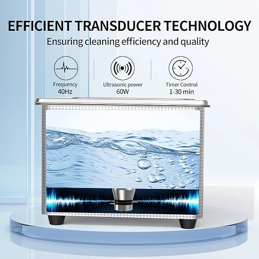 Granbo Ultrasonic Cleaner 1.3L Jewelry Cleaning Ultrasonic Machine 40kHz with Digital Timer and Degassing,110V Digital Ultrasonic Parts Cleaner for Denture Dental Oral Irrigator Parts Glasses