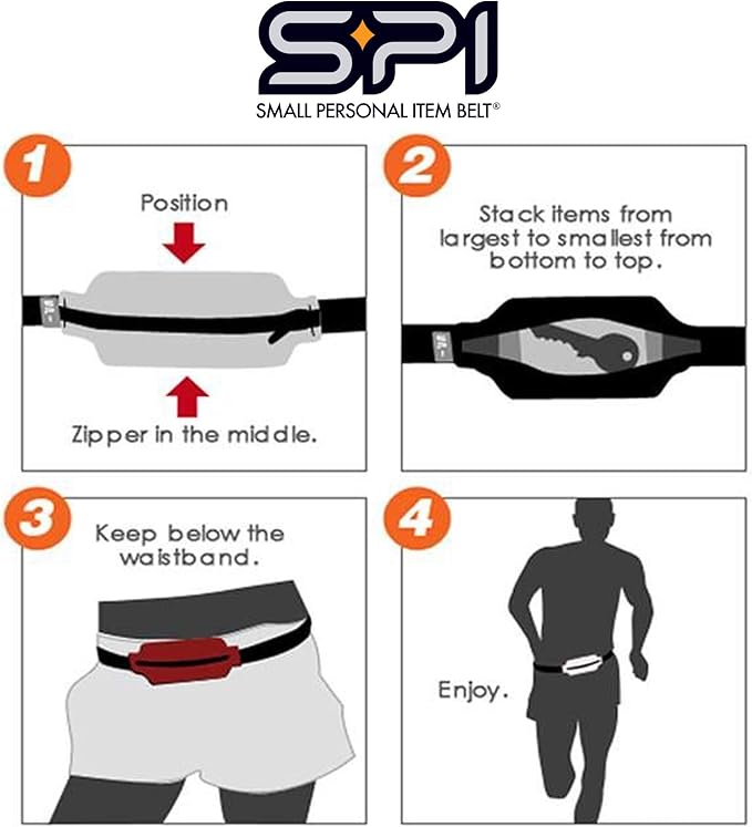 SPIbelt Running Belt Original for Women Men, Phone Holder for Running, Running Fanny Pack, Holder for Phone, Running Waist Pack, Adjustable Waist, [Fits All Phones]. Black with Blue Zipper