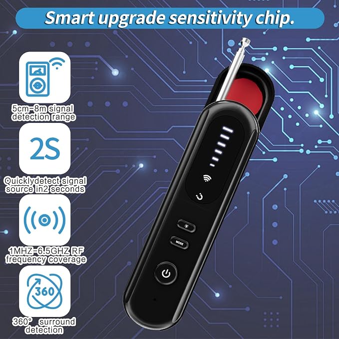 OneBird Hidden-Camera-detectors-GPS Tracker Detector -Bug Sweeper Listening Device Detector for Travel-spy-Camera-Detector-mini-Anti, Bug Detector-Camera detectors to Hotel, Car, Office-Black