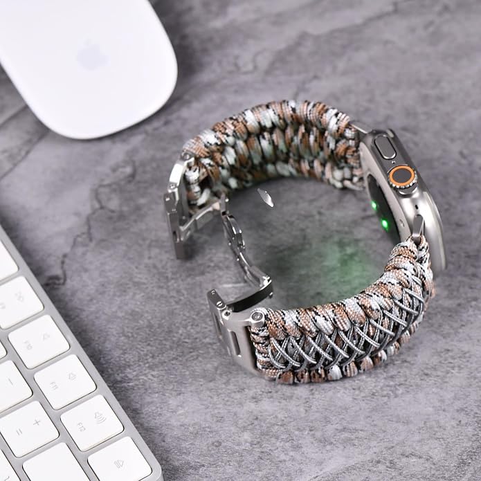 Tefeca Titan Series Paracord Band Compatible with Apple Watch Ultra 2/49mm, Series 10/46mm, 9/8/7/45mm, SE2/SE/6/5/4/44mm, and 3/2/1/42mm